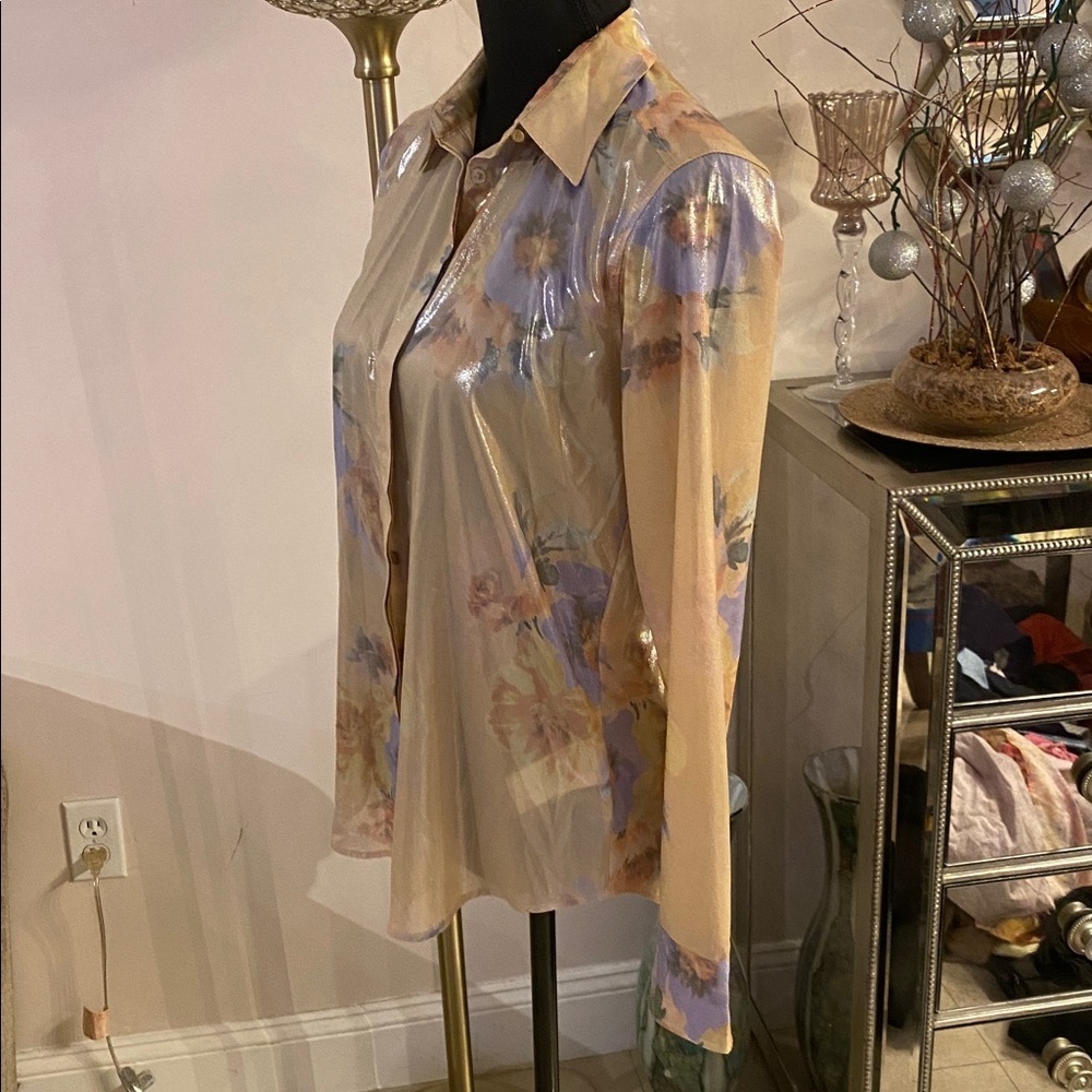 Ralph Lauren black label Floral Sheer Button Down Shirt size SP new - Picture 5 of 6